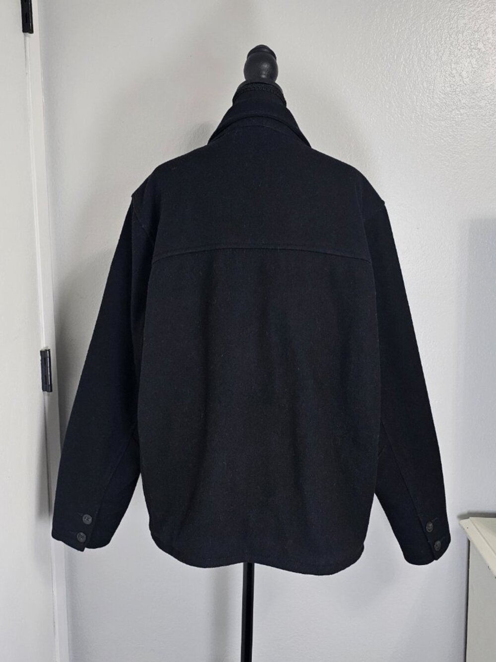 Vintage GAP Wool Blend Winter Quilted Line Jacket Coat Black Full Zip Size Large - Picture 3 of 7
